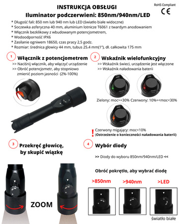 Celownik noktowizyjny luneta HIKMICRO Alpex A50E 4K + iluminator laserowy X-hog Pro 850/940 nm