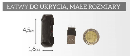 Dyktafon szpiegowski podsłuch dyskretny MKX mini 8GB 15h