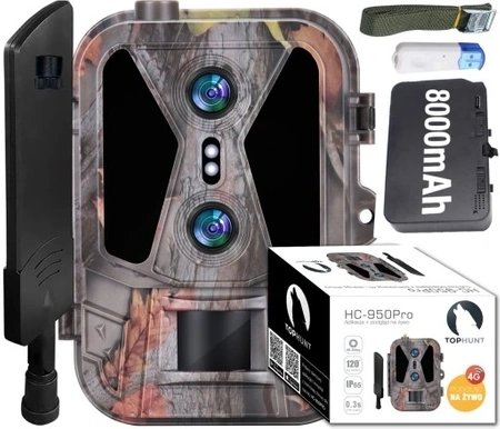 Kamera Leśna Fotopułapka 4K 4G LTE PODGLĄD na ŻYWO Aplikacja HC-950Pro AKU + preparat do wabienia dzików