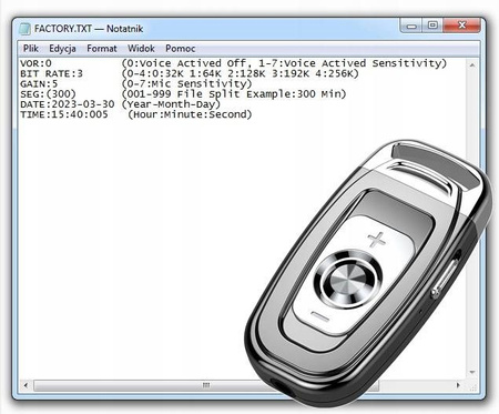 Ukryty Mini Dyktafon Kluczyk Brelok Klips 16GB HD JNN Q5
