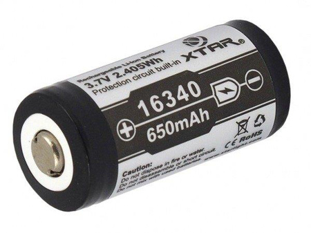 Akumulator XTAR 16340 / R-CR123 3,7V Li-ion 650mAh z zabezpieczeniem