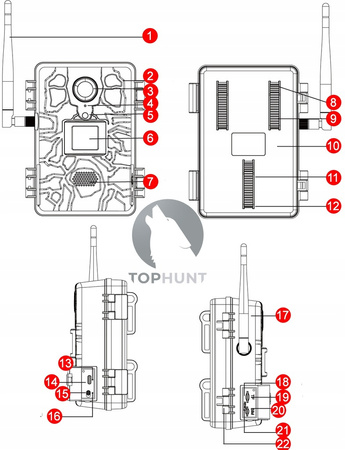 Kamera leśna fotopułapka TopHunt 2.7K 4G LTE podgląd na żywo Dark Green