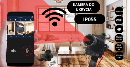 Kamera do ukrycia IP055-A1 5G Wi-Fi IR FHD + zew. mikrofon (Podgląd Na żywo) 5 GHZ