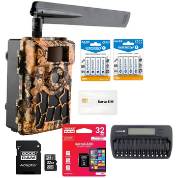 Zestaw z Akumulatorami Fotopułapka Kamera Leśna SF5.8AES GSM 4G LTE 24Mpx Full-HD