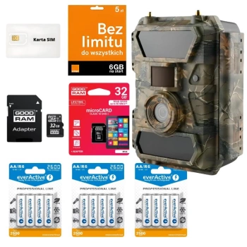 Zestaw Fotopułapka kamera leśna 4.0 CG Pro 60° 4G LTE 24MPX + 12AA + SD32GB + SIM
